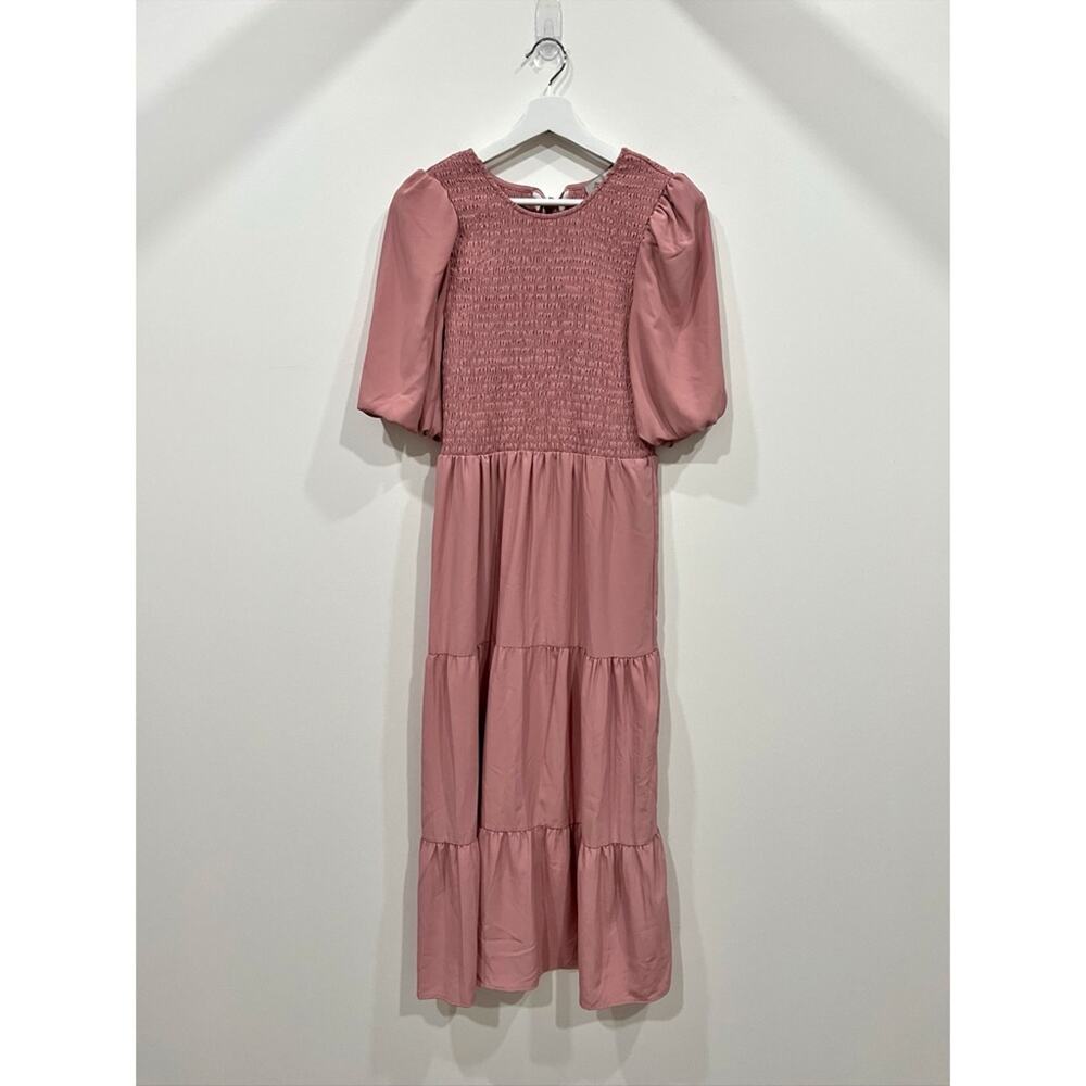 WAYF Pink Smocked Dress